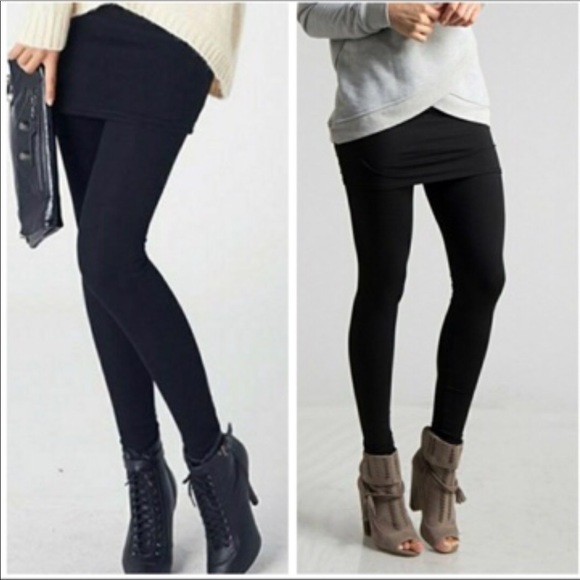 Pants - ✨LAST PAIR ✨Black Brushed Knit  Skirt Leggings🖤